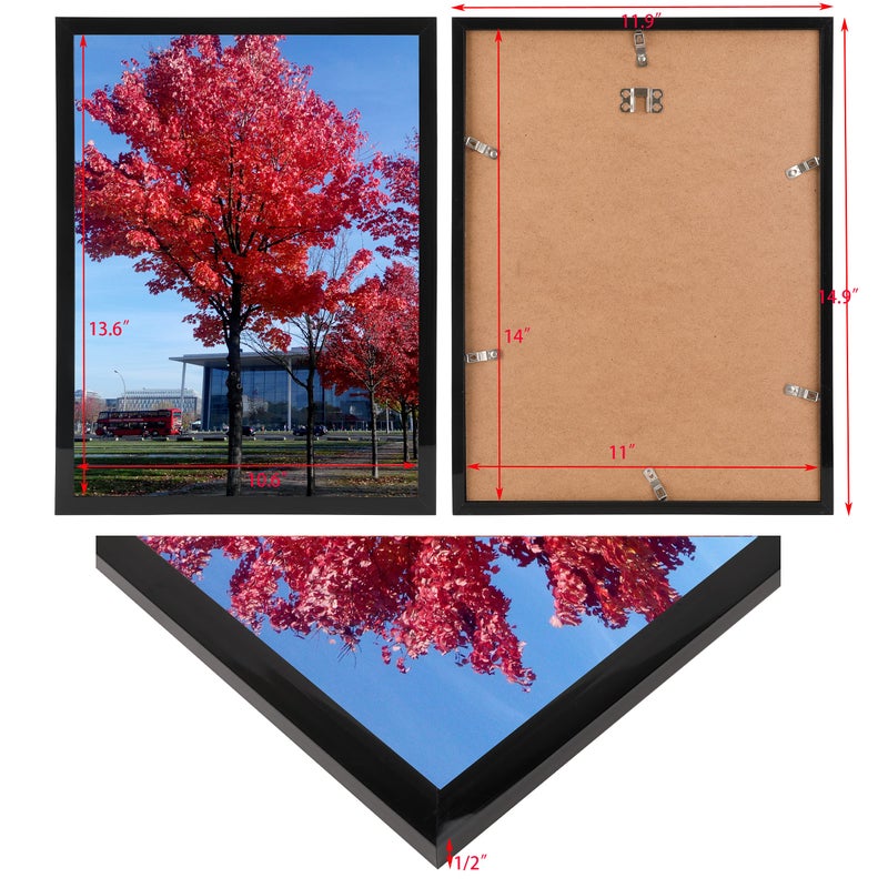 Medog 11x14 Picture Frame for Wall Black, Display Pictures 11x14 Wall Hanging Document Certificate Gallery Photo Frame, 1 Pack - Image 2